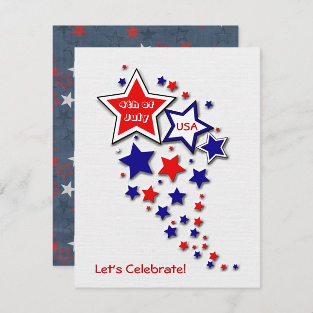 4 juli Patriotic BBQ Party Inbjudningar (Fram/baksida)