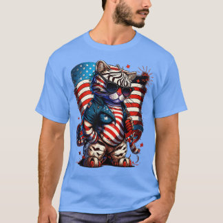 4 juli Patriotic Bengal Tiger US Flagga T Shirt