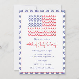 4 juli Patriotic Bow American Flagga Inbjudningar