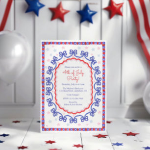 4 juli Patriotic Bow American Inbjudningar