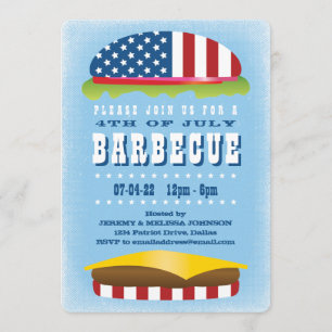 4 juli Patriotic Burger Barbecue Inbjudningar