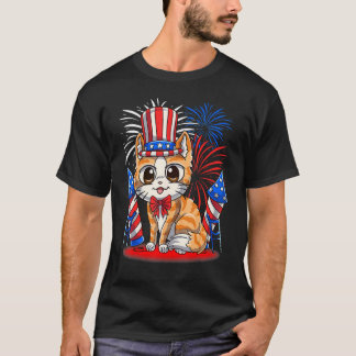 4 juli Patriotic Cat American Flagga Meowica C T Shirt