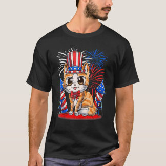 4 juli Patriotic Cat American Flagga Meowica C T Shirt