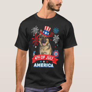 4 juli Patriotic Day German Shepherd Hund Inde T Shirt