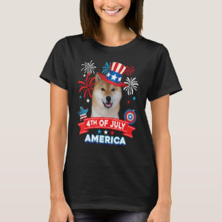4 juli Patriotic Day Shiba Inu Hund Independen T Shirt