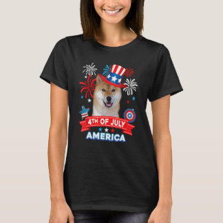 4 juli Patriotic Day Shiba Inu Hund Independen T Shirt