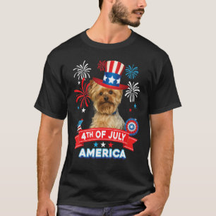 4 juli Patriotic Day Yorkie Hund Independence T Shirt