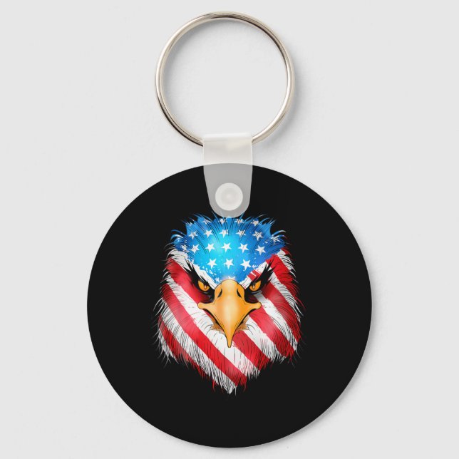4 juli Patriotic Eagle USA American Flagga Manar Nyckelring (Framsida)