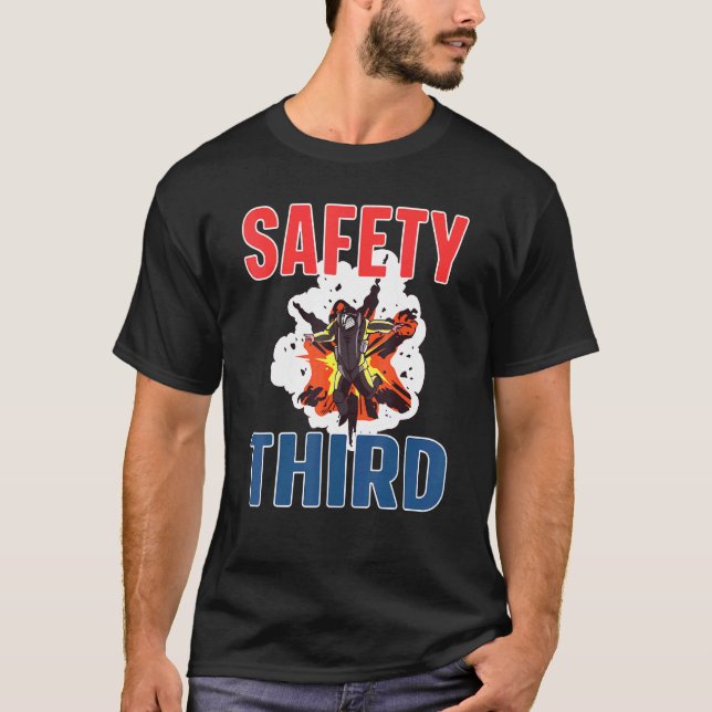 4 juli Patriotic Fireworks Safety Tredje 6 T Shirt (Framsida)