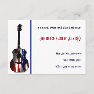 4 juli Patriotic Flagga Guitar Inbjudningar