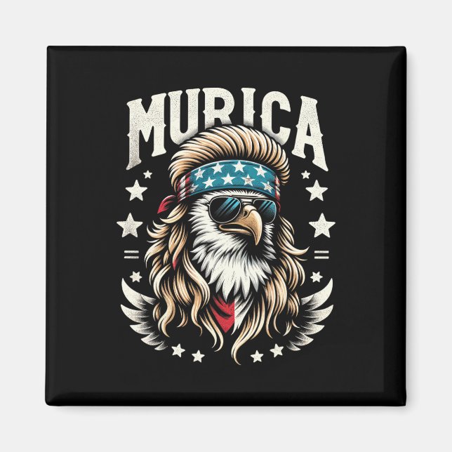 4 juli Patriotic Funny Eagle 4 juli USA Mur Magnet (Framsidan)
