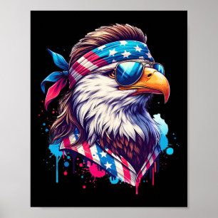 4 juli Patriotic Funny Eagle 4 juli USA Mur Poster