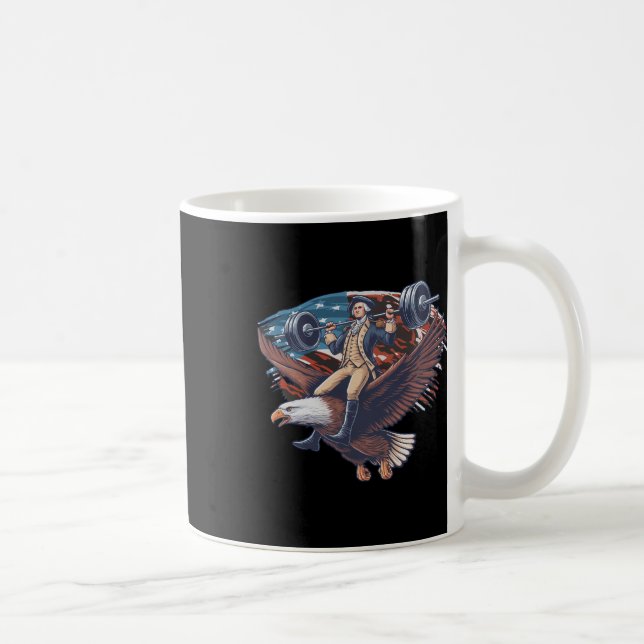 4 juli Patriotic Funny George Washington juli Kaffemugg (Höger)