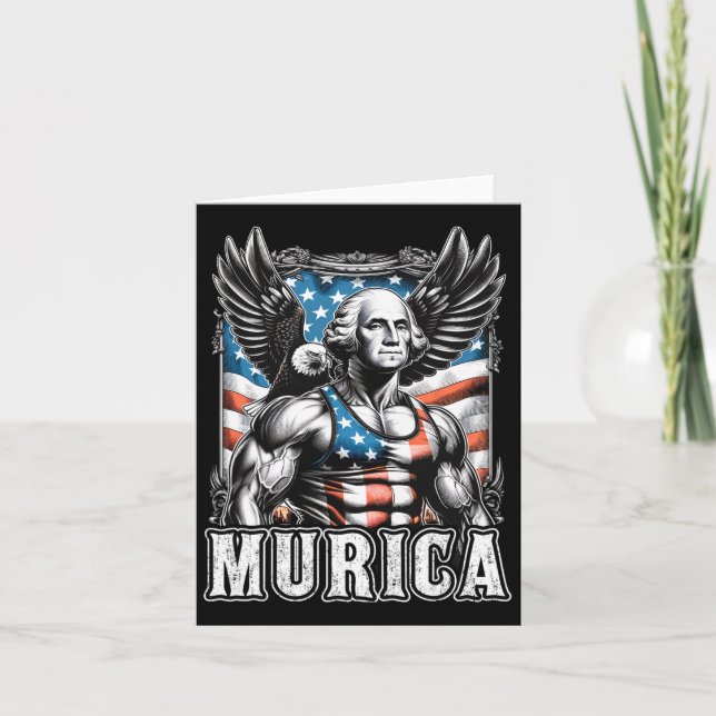 4 juli Patriotic Funny George Washington juli Kort (Framsida)