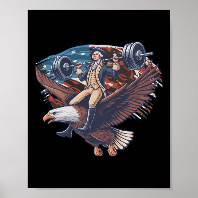 4 juli Patriotic Funny George Washington juli Poster (Framsidan)