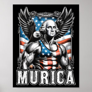 4 juli Patriotic Funny George Washington juli Poster