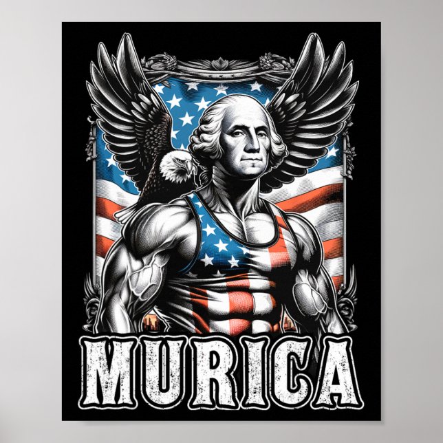 4 juli Patriotic Funny George Washington juli Poster (Framsidan)