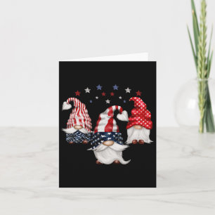 4 juli Patriotic Gnomes Funny Cute American U Kort