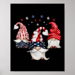 4 juli Patriotic Gnomes Funny Cute American U Poster