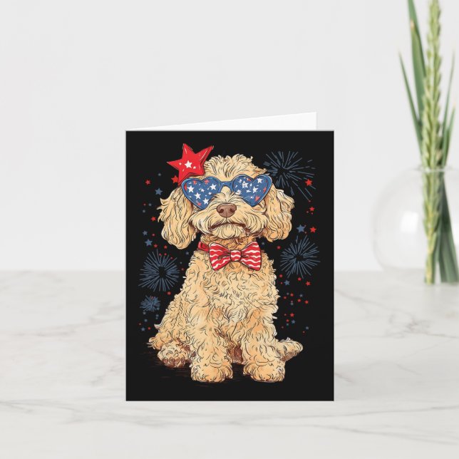 4 juli: Patriotic Golden Doodle D Kort (Framsida)