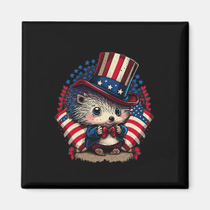 4 juli Patriotic Hedgehog US Flagga Magnet