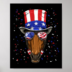 4 juli Patriotic Horse USA flagga Horseback Rid Poster