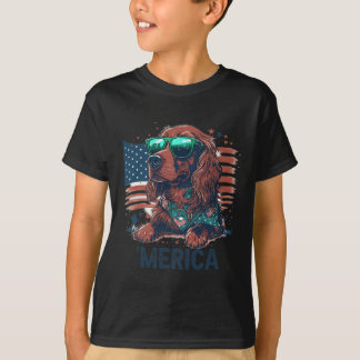 4 juli Patriotic Irish Setter Hund Merica T Shirt