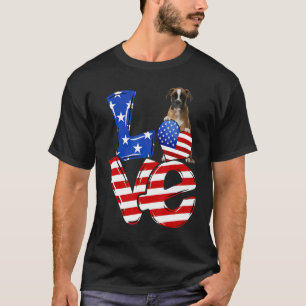 4 juli Patriotic Kärlek Brown Boxer American Fl T Shirt