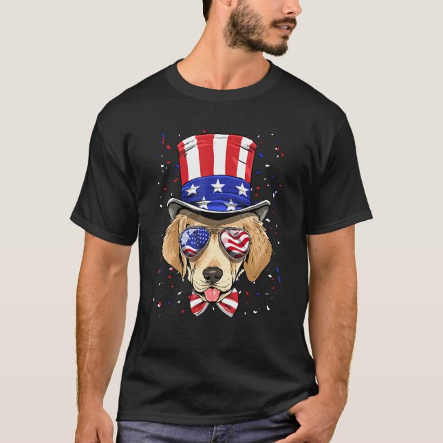 4 juli Patriotic Labrador Retriever USA Ameri T Shirt (Framsida)