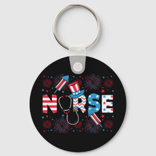 4 juli: Patriotic Nurse Circle Nyckelring