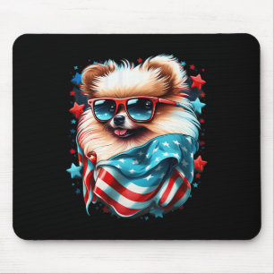 4 juli Patriotic Pommern Hund US Flagga Musmatta