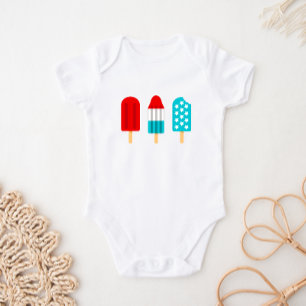 4 juli Patriotic Popsicles Baby Bodykosti T Shirt