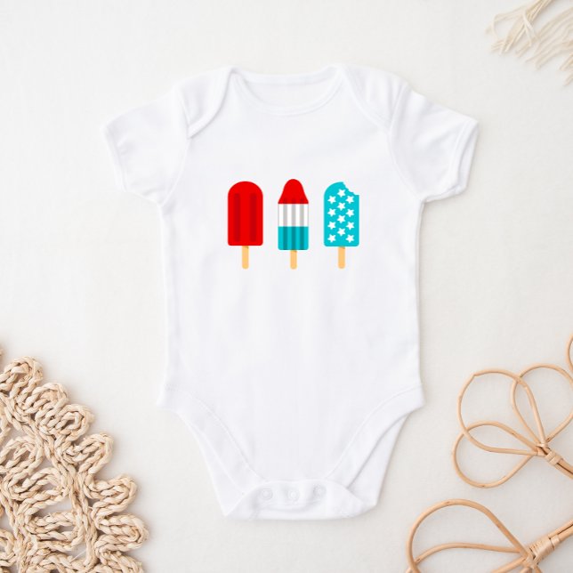 4 juli Patriotic Popsicles Baby Bodykosti T Shirt (Skapare uppladdad)