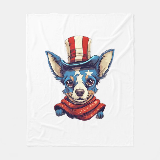 4 juli Patriotic Råtta Terrier Hund Fleecefilt (Framsidan)