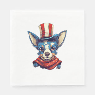 4 juli Patriotic Råtta Terrier Hund Pappersservett