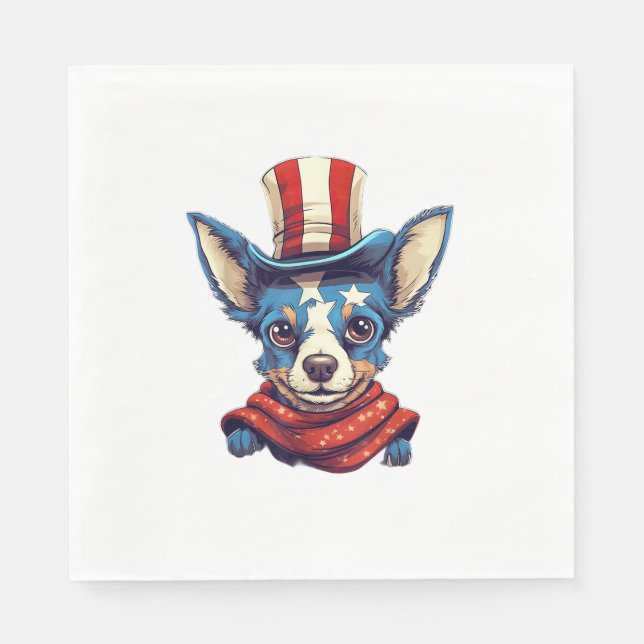 4 juli Patriotic Råtta Terrier Hund Pappersservett (Framsidan)