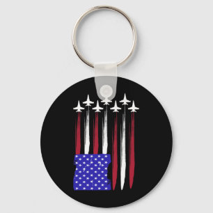 4 juli Patriotic Rött vitt blått USA flagga Figh Nyckelring