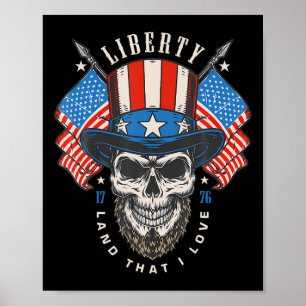 4 juli Patriotic Shirt US Flagga America Libert Poster