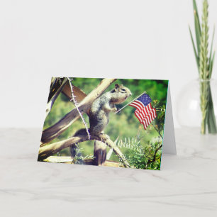 "4 juli!" Patriotic Squirrel Helgdag Card Helgkort