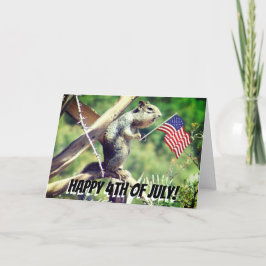 "4 juli!" Patriotic Squirrel Helgdag Card Helgkort