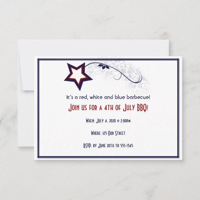 4 juli Patriotic Star Light Inbjudningar (Framsida)