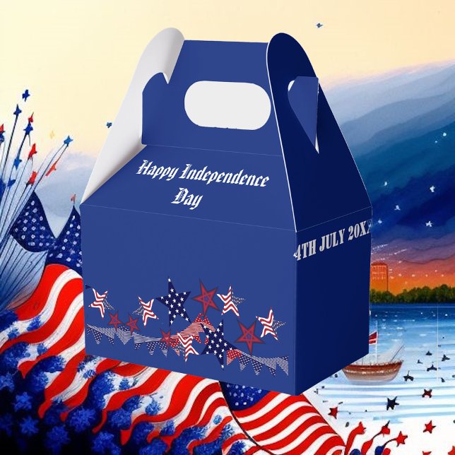 4 juli Patriotic Stars American Flagga BBQ Party Presentaskar (4th July Patriotic Stars American Flag BBQ Party Favor Boxes)