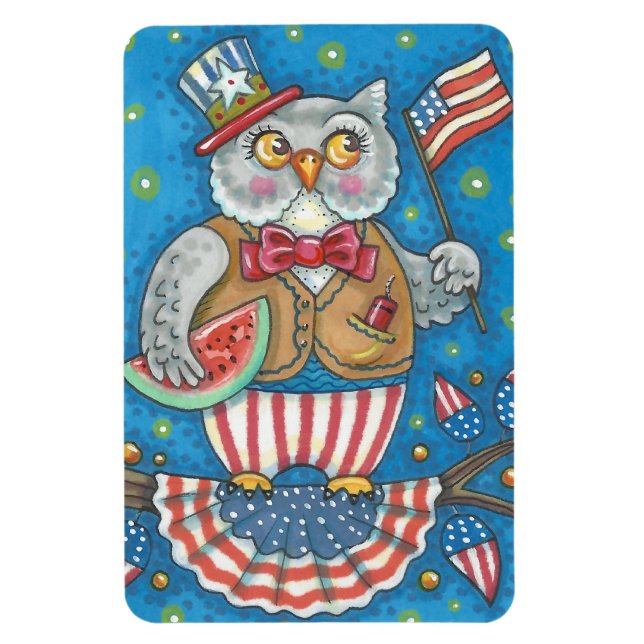 4 JULI PATRIOTIC UGGLA MAGNET Large (Vertikal)