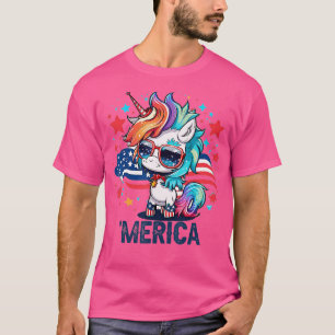 4 juli Patriotic Unicorn Merica T Shirt
