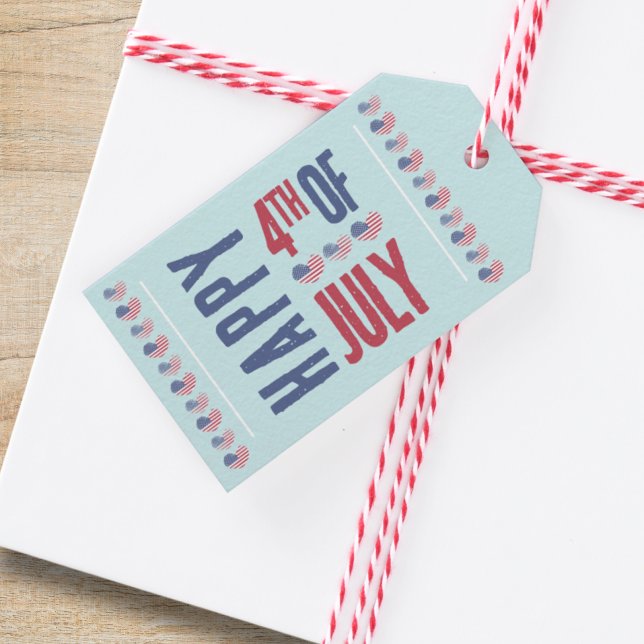 4 juli Patriotic USA American Flagga Presentetikett (Cute Patriotic USA American Flag Heart 4th Of July Gift Tags)