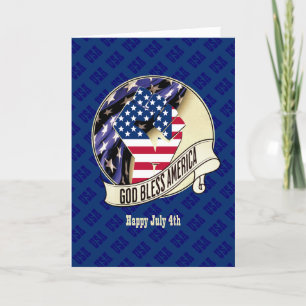 4 JULI Patriotic USA Välsigna dig Amerika Helgkort