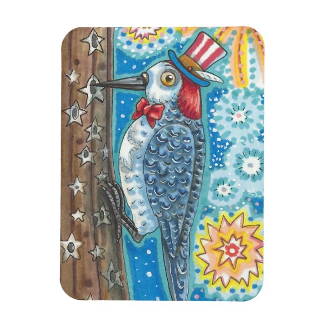 4 JULI PATRIOTIC WOODPECKER MAGNET (Vertikal)