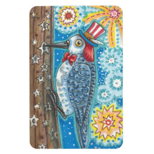 4 JULI PATRIOTIC WOODPECKER MAGNET Large