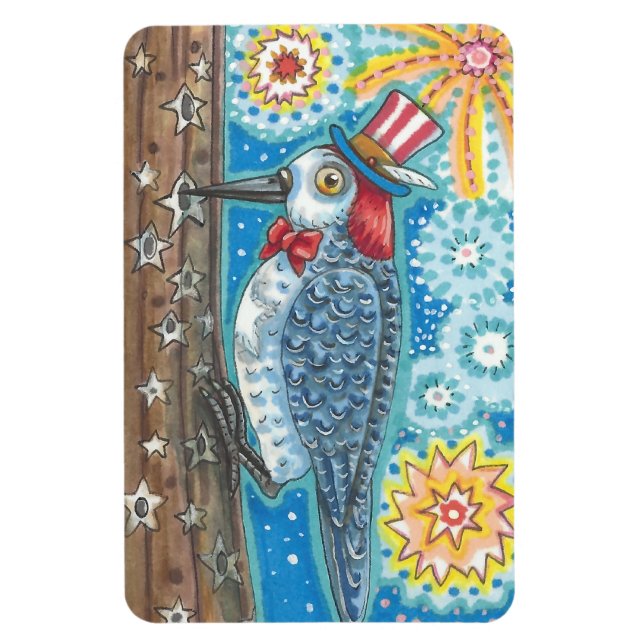 4 JULI PATRIOTIC WOODPECKER MAGNET Large (Vertikal)