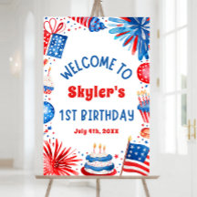 4 juli Patriotisk 1:a födelsedag Party Välkomstsky